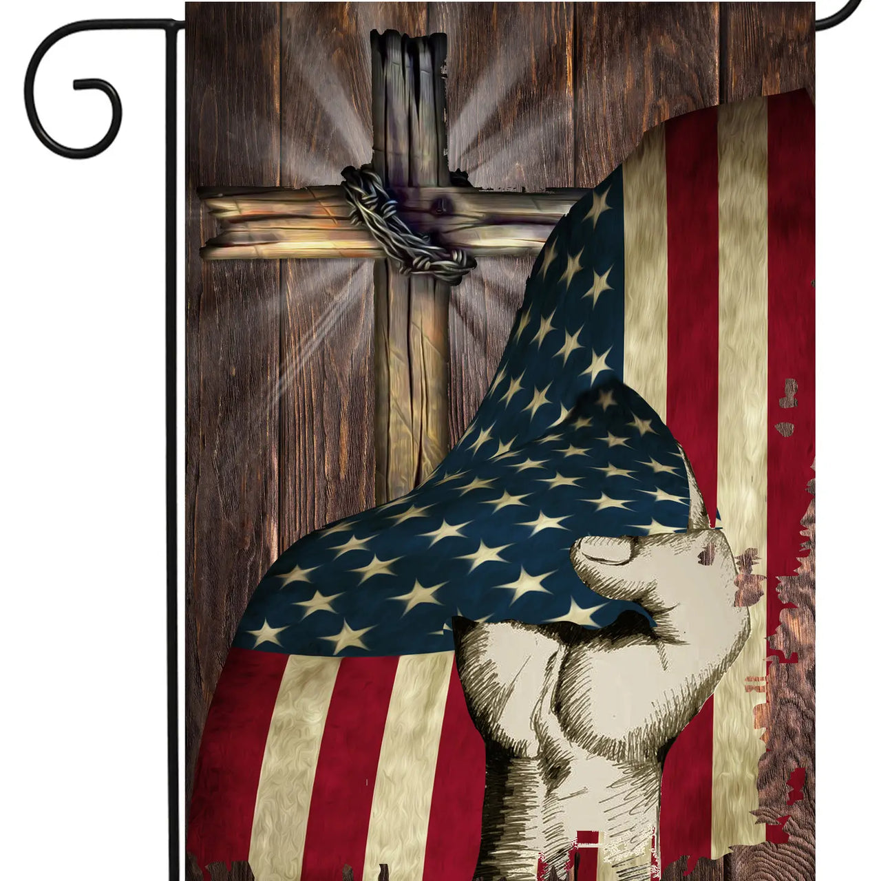 American Flag & Cross Garden Flag
