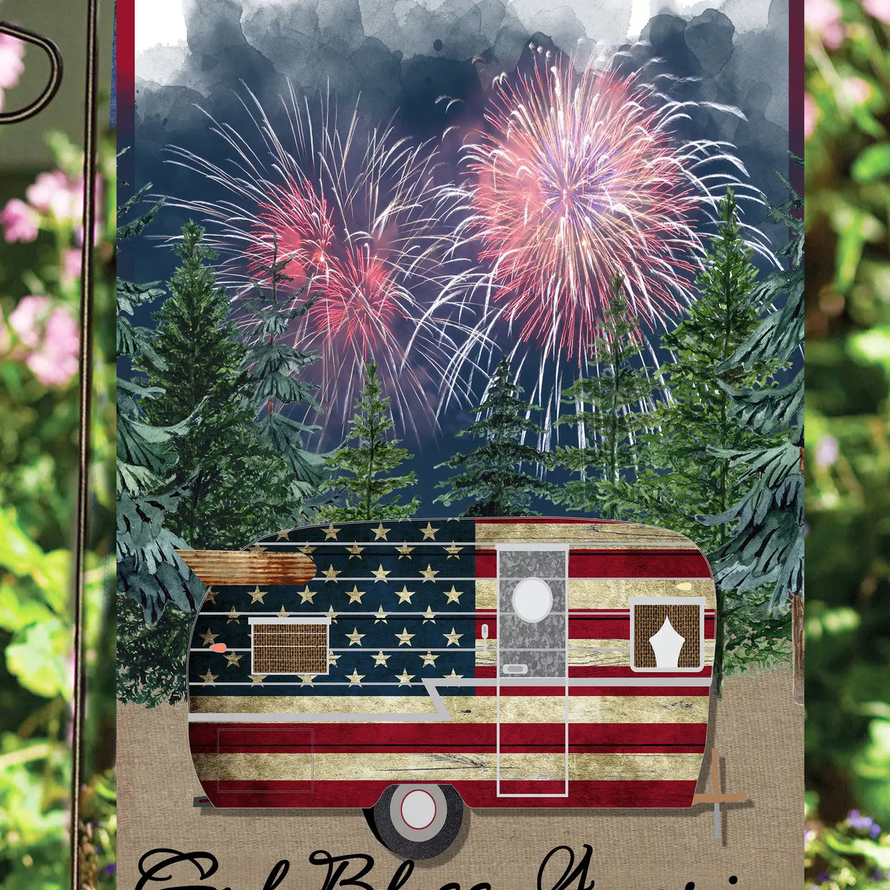 God Bless America Camper Flag
