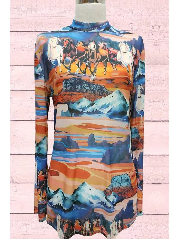 Wild Horses Mesh Top