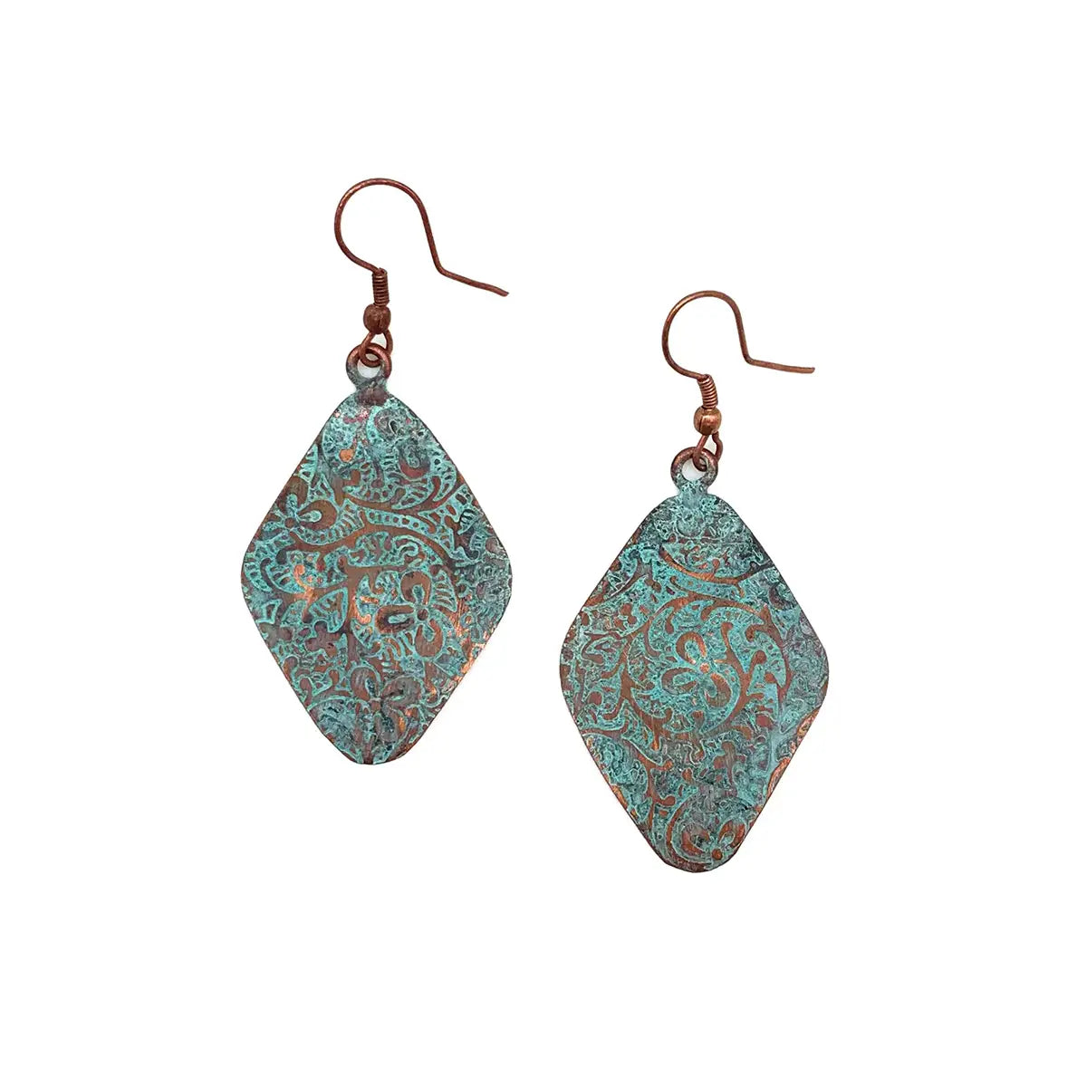 Aqua Copper Patina Earrings