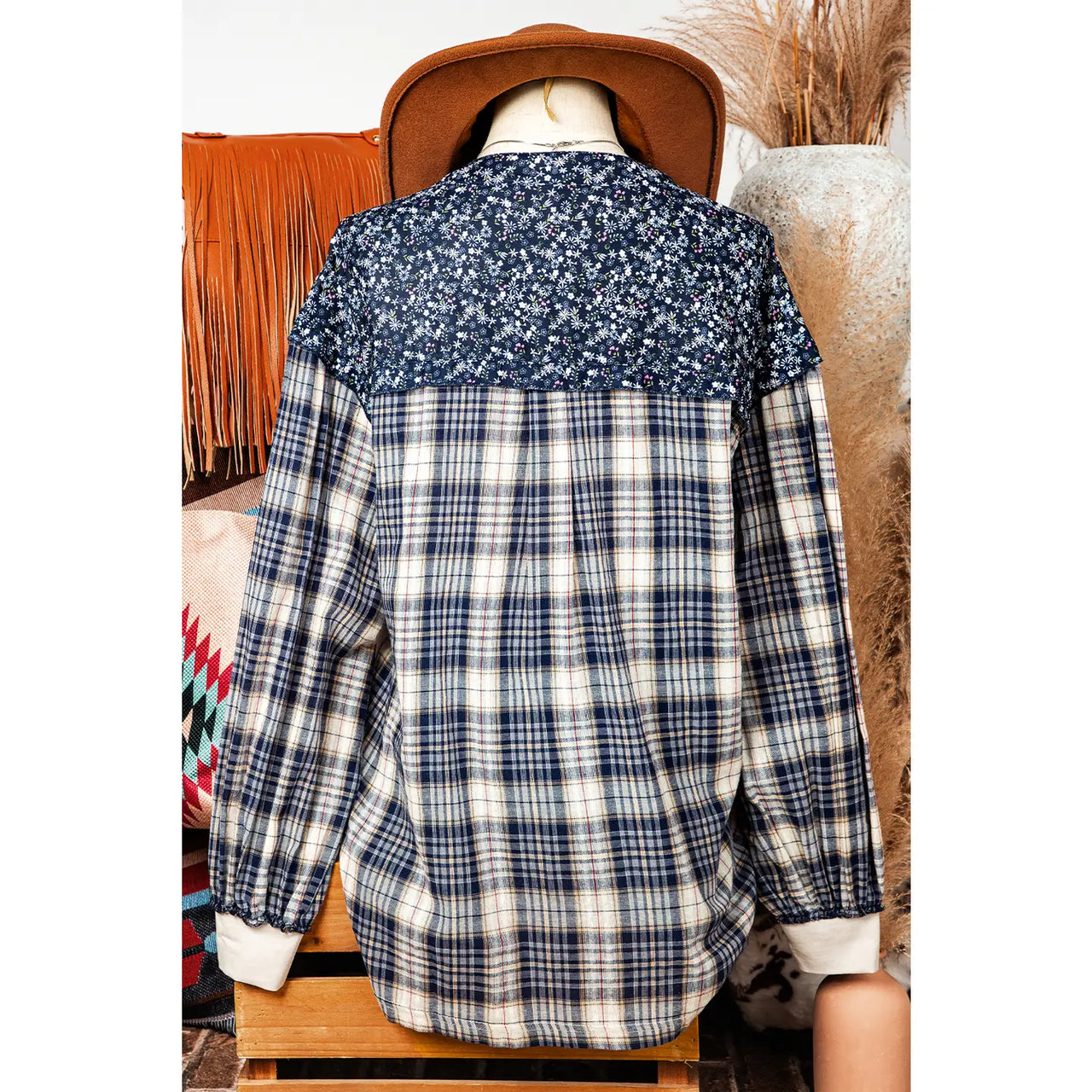 "Country Patchwork" Bishop Sleeve Blouse