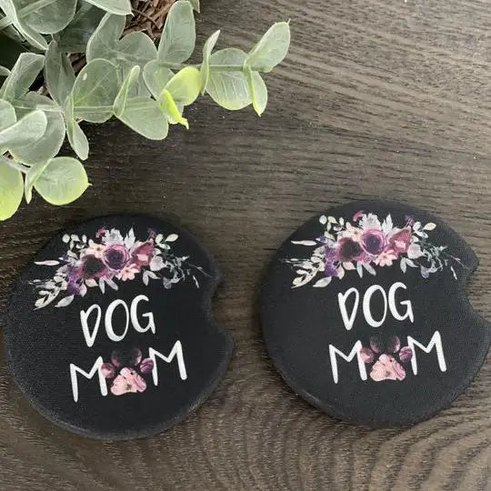 Dog Mom Flowers Car Coaster Set