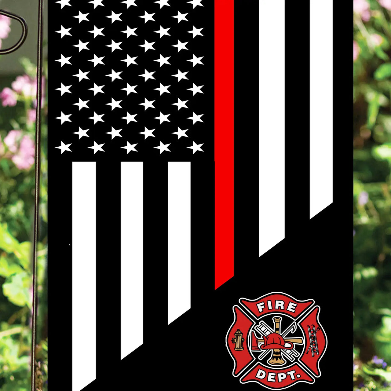 Firefighter Stripe Flag w/Emblem