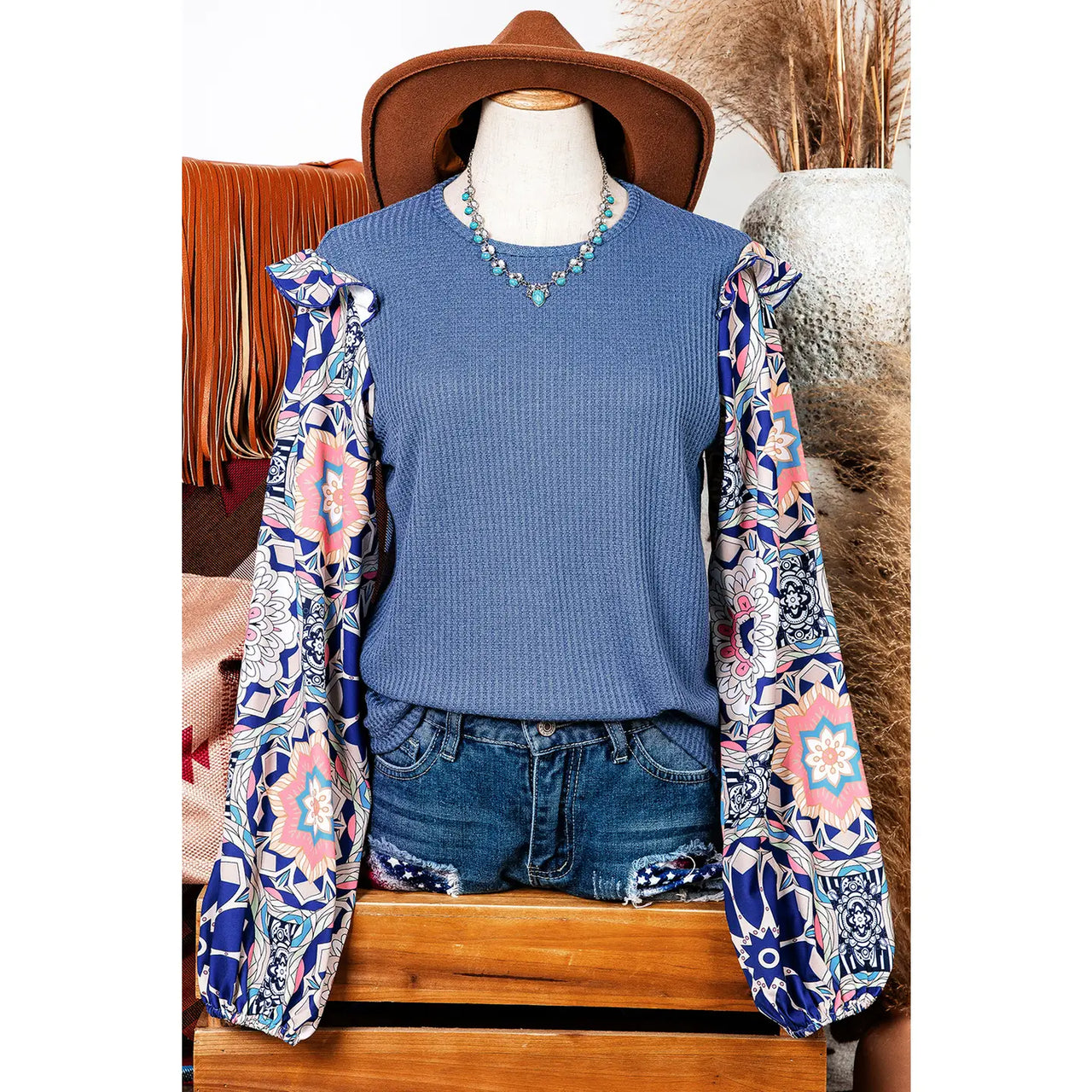 "Blue Daze" Knit Blouse