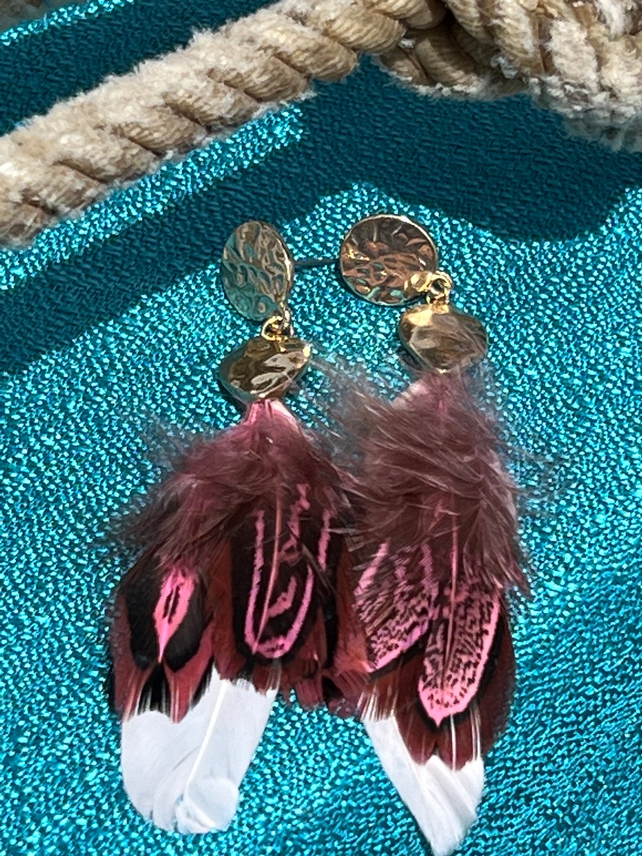 Phoenix Pink Feather Earrings