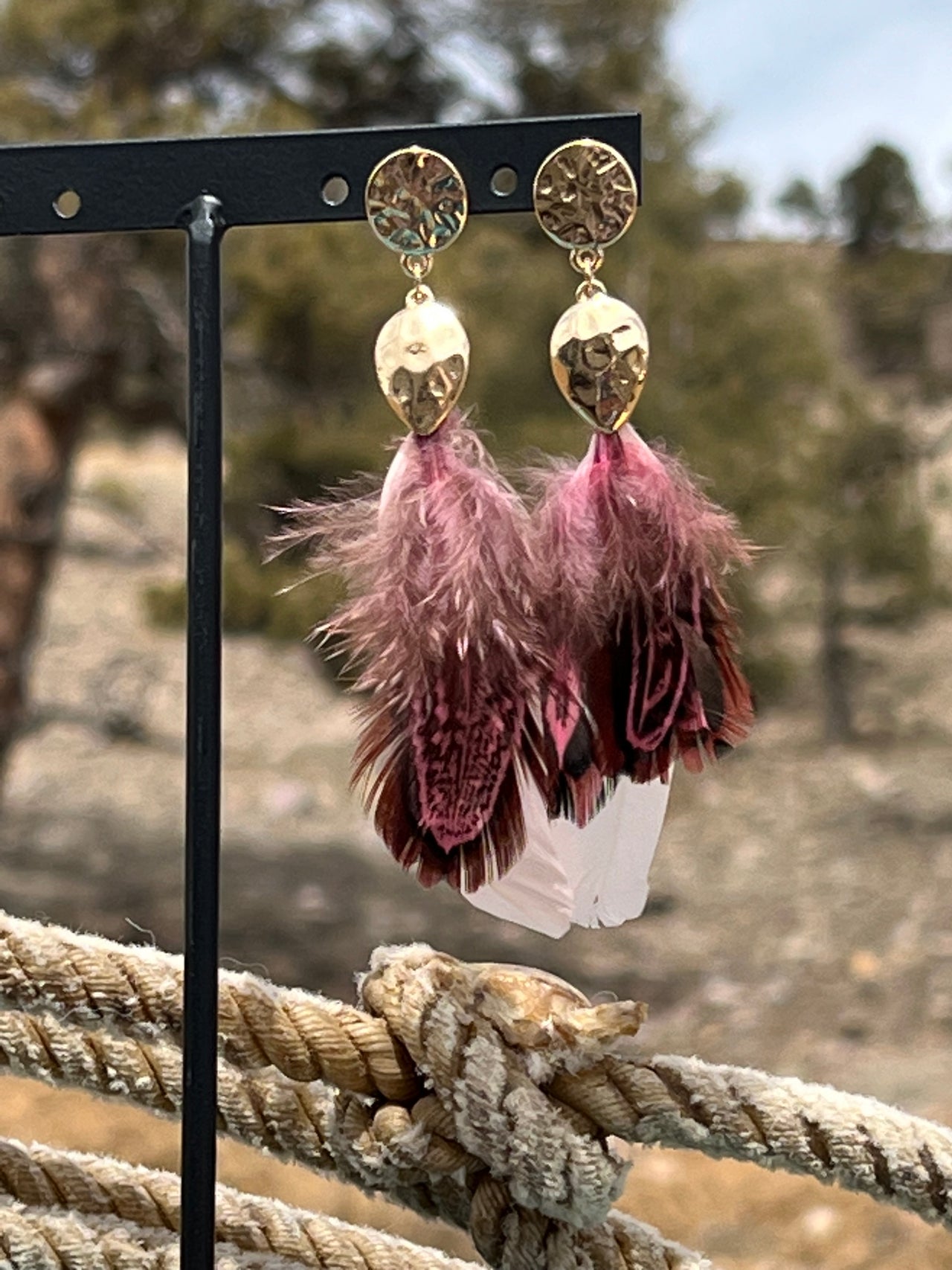 Phoenix Pink Feather Earrings