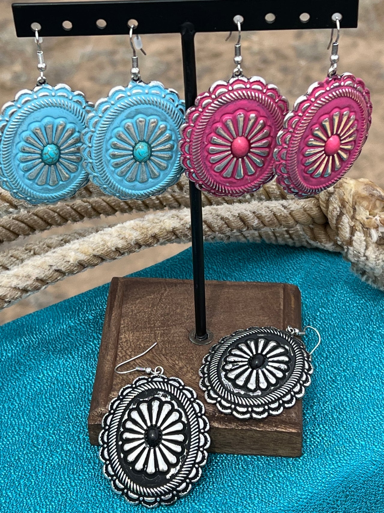 Vintage Washed Concho Earrings