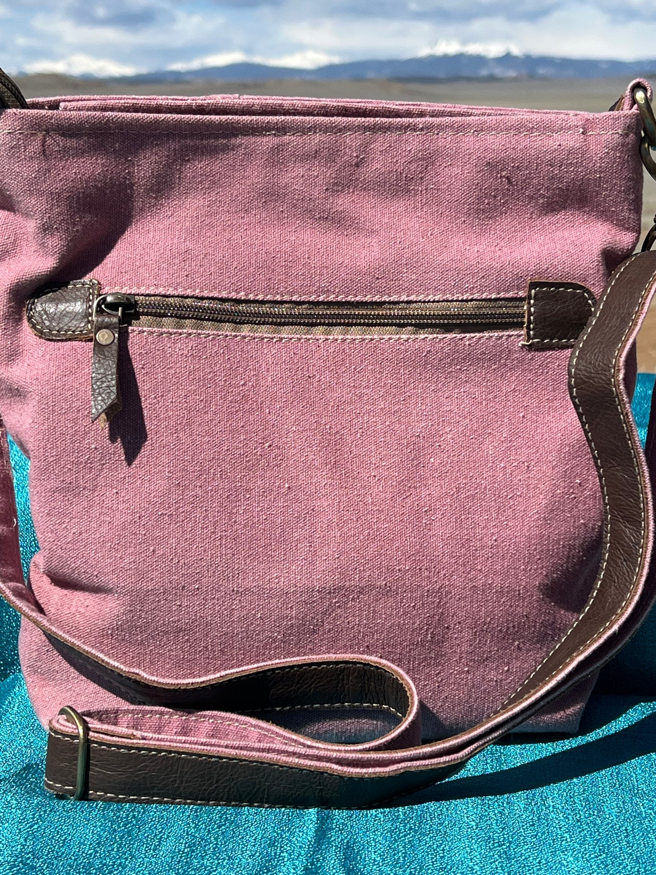 Pink & Black Canvas Shoulder Bag