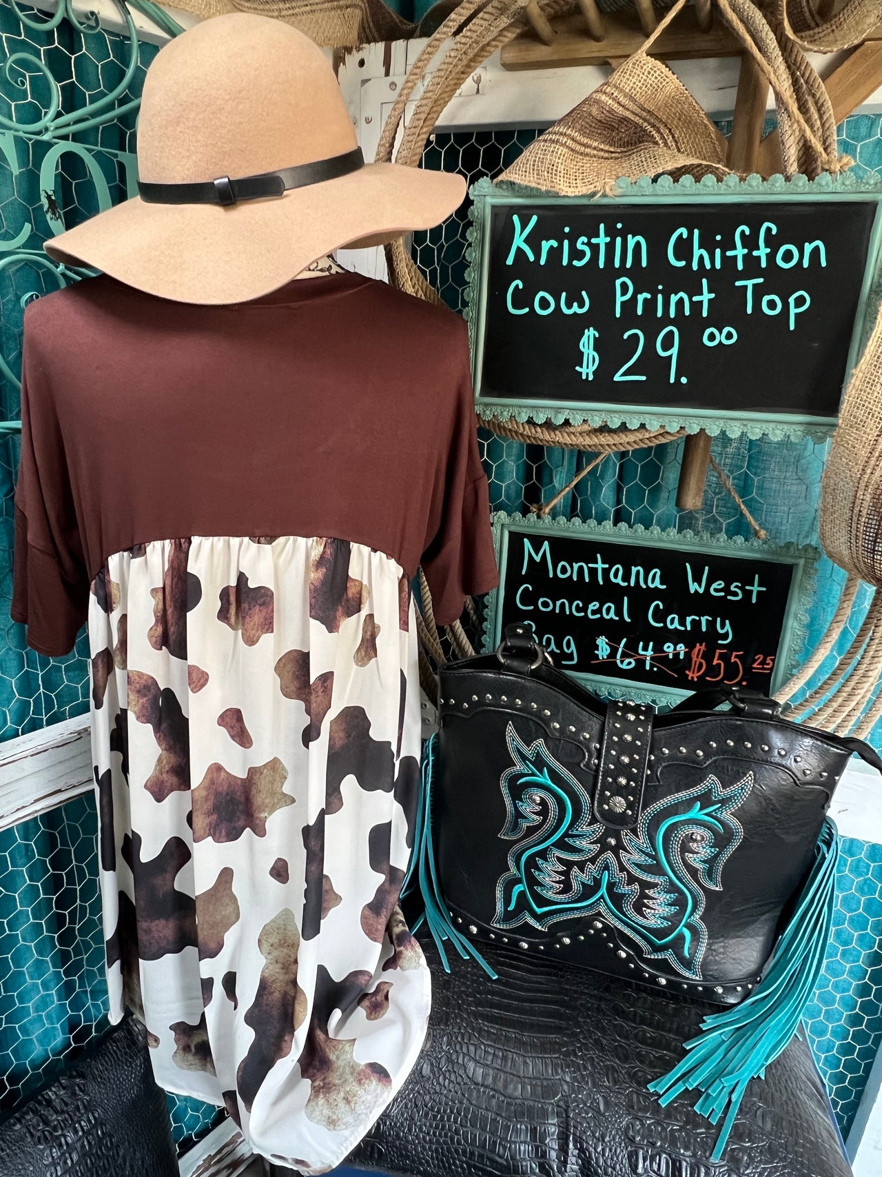 Kristin Chiffon Cow Print Top