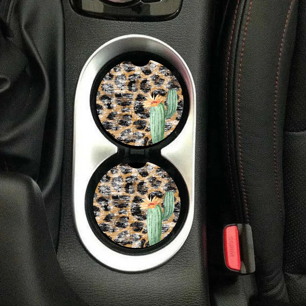 Leopard Cactus Car Coasters