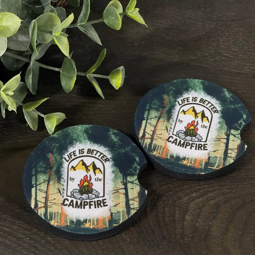 Life Is Better By the Campfire Car Coaster Set