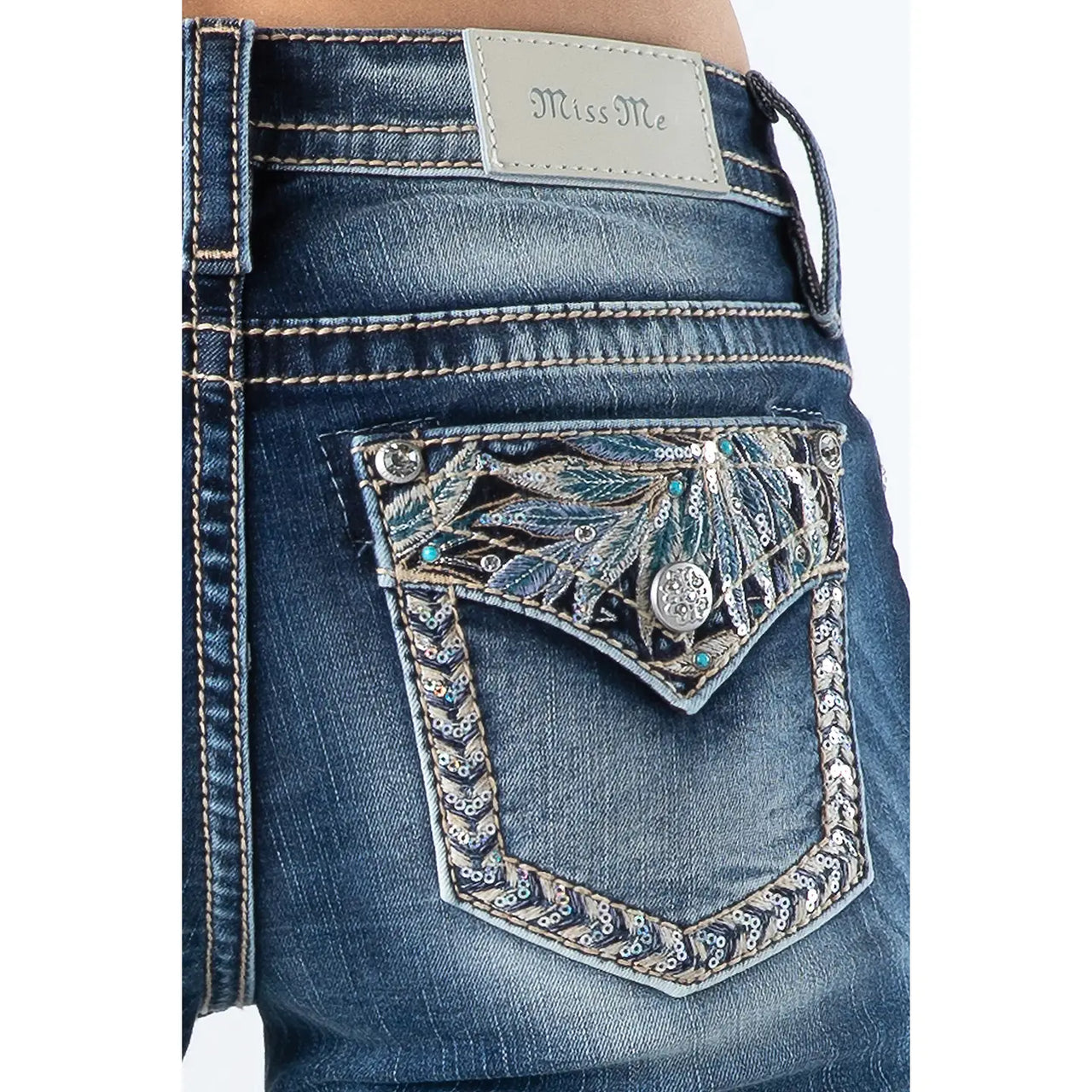 Miss Me Jeans "Blue Feather" Pocket