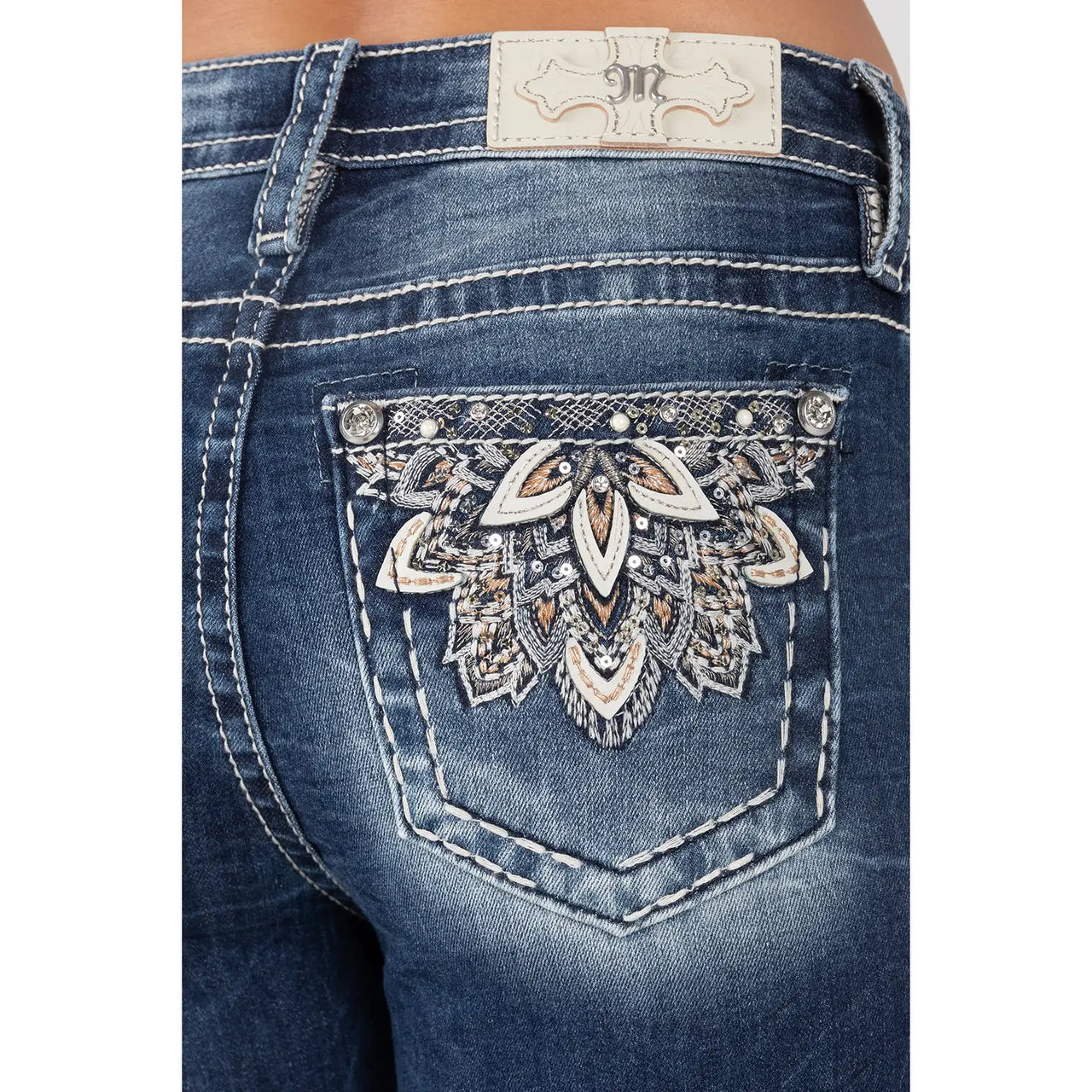 Miss Me "White Floral" Pocket Jeans