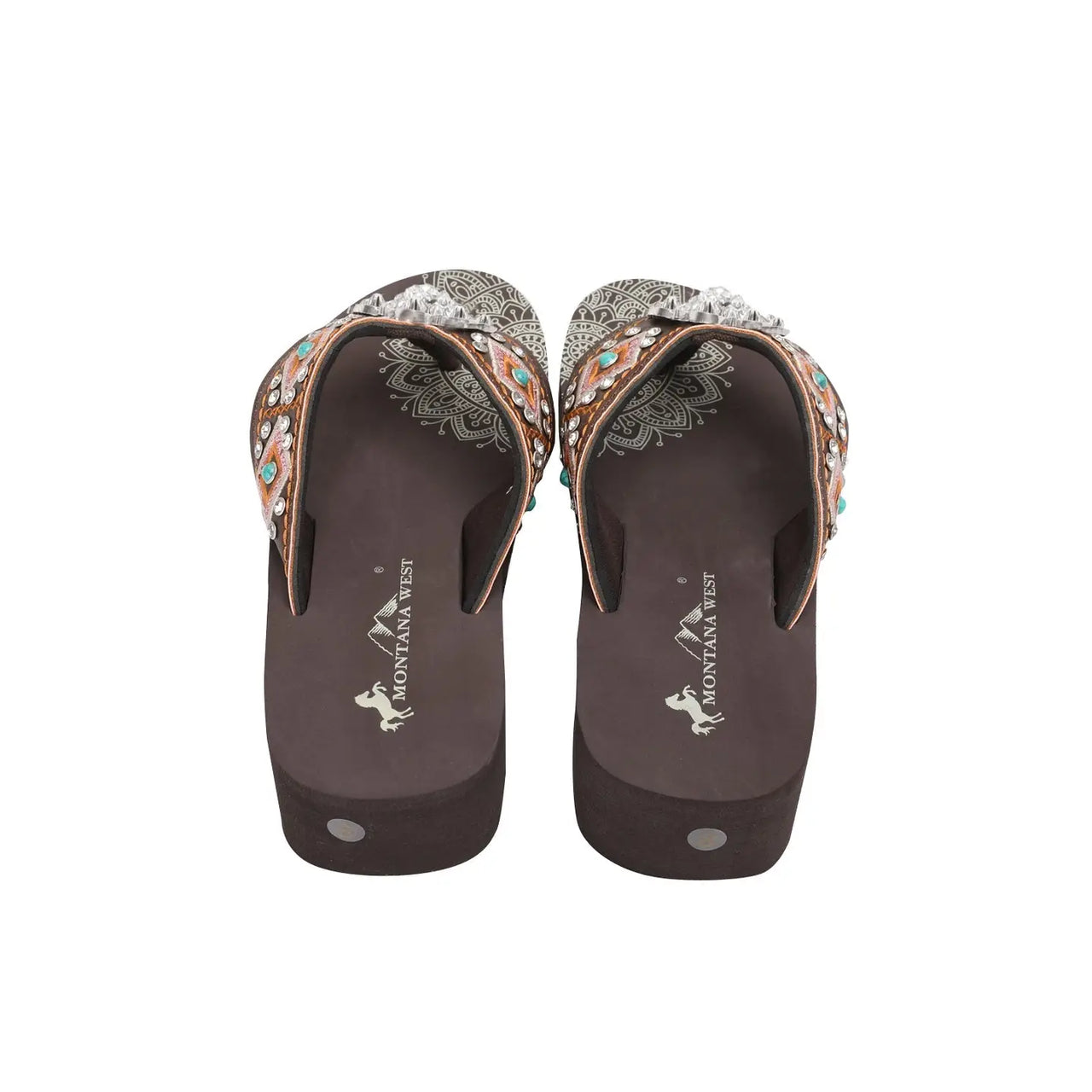 Montana West Mandala Silver Concho Flip Flop