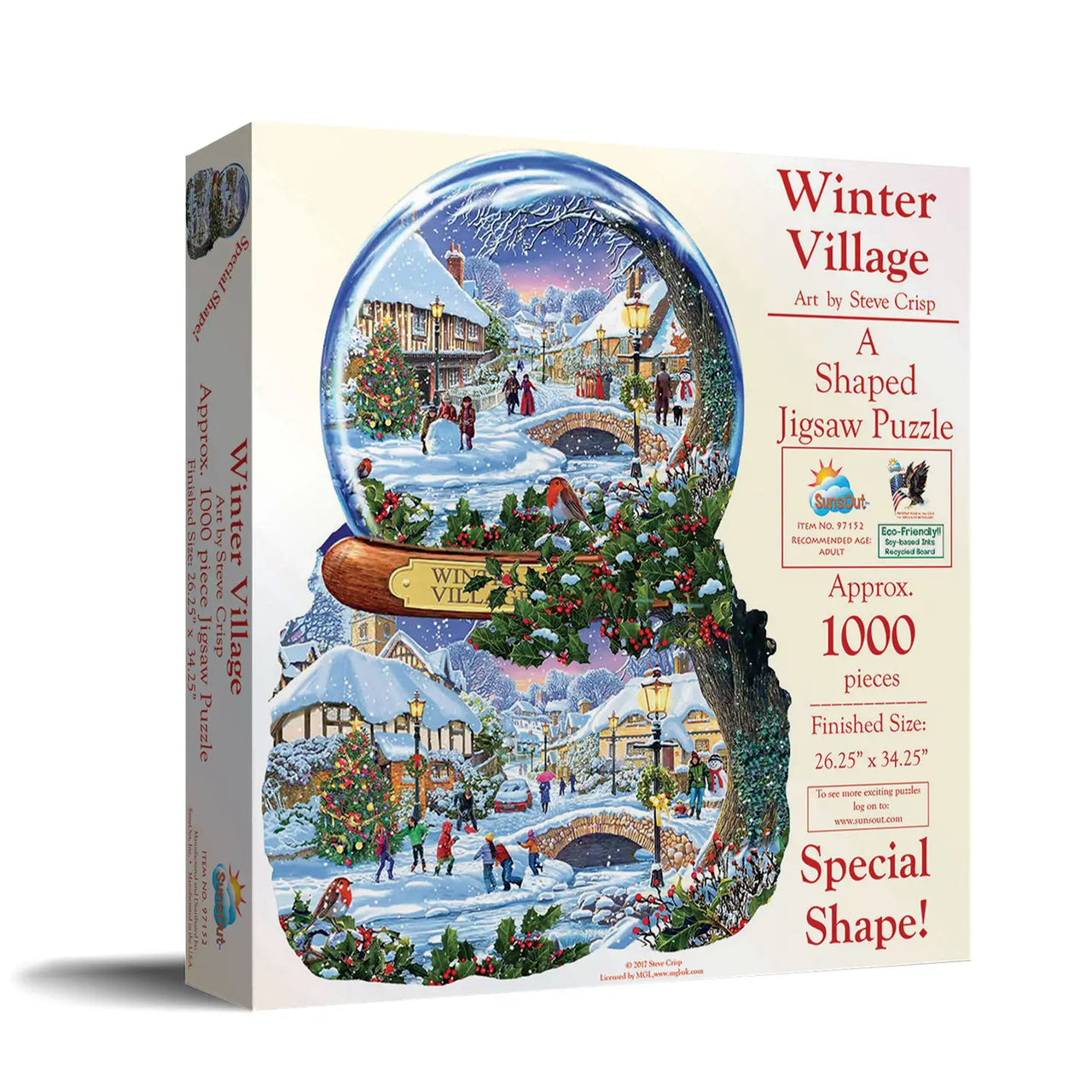 Winter Village "Snow Globe" Shaped 1000pc Puzzle