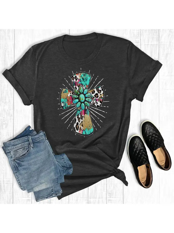 Western Turquoise Cross T-Shirt